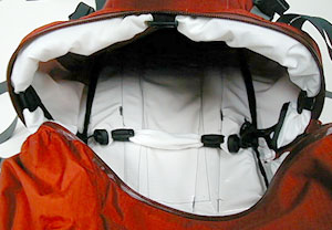 Arcteryx Bora 80 ; view inside bottom compartment look in up into 