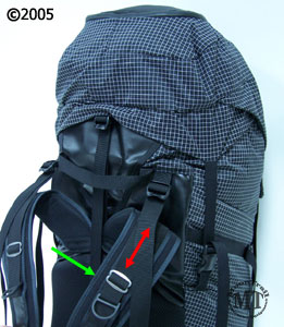 Gregory Makalu Pro : view of load lifter straps at top of shoulder straps