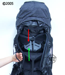 Gregory Makalu Pro : shoulder harness shown with hand for scale